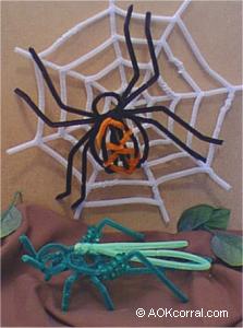 Grasshopper & Spider with Web