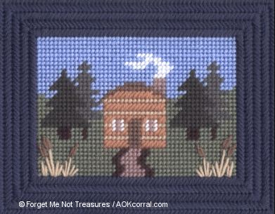 Log Cabin in the Woods for Plastic Canvas